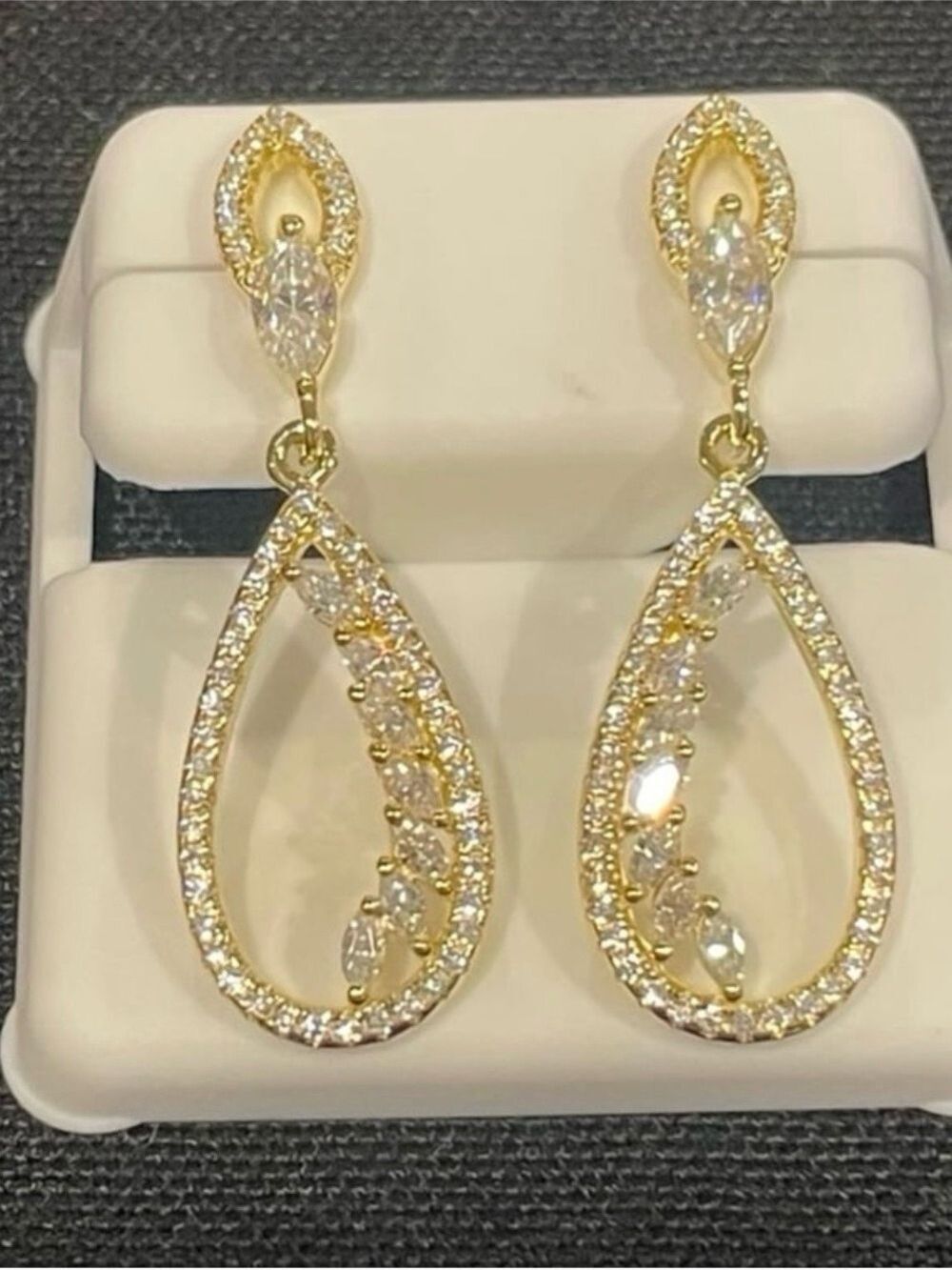 14k gold over 925 silver 3.00ctw Moissanite,  push back, dangle earrings